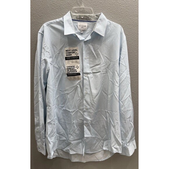 New C Lab NYC Performance Shirt Mens XL Blue White 4 way Stretch Button Up - Picture 1 of 6